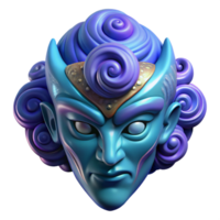 dazzling futuristic Hyper-specific, professional render, isolated cutout of a single, stylized, cosmic deity mask with swirling nebula patterns with Transparent Background top-tier png