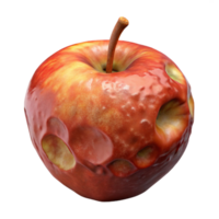 exquisite calm abstract Photorealistic isolated cutout of a single decaying apple, ultra-detailed professional render with Transparent Background flawless png