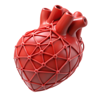 mesmerizing minimalist Ultra-detailed, isolated cutout of a single, stylized, human heart made of interconnected wires, professional render with Transparent Background 8K png