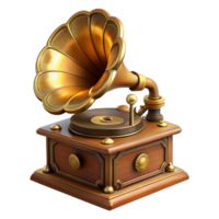 impressionnant futuriste steampunk gramophone avec une laiton klaxon et une mouvement d'horlogerie mécanisme avec transparent Contexte luxe png