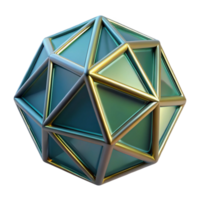 vibrant impressionist Professional render, hyper-specific, isolated cutout of a single, geometrically complex polyhedron with Transparent Background refined png