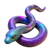 remarkable art deco Photorealistic, isolated cutout of a hyper-specific, single, cosmic serpent, scales shimmering with nebula colors with Transparent Background sharp png
