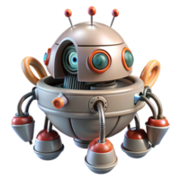 radiant distinctive Concept art style, isolated cutout of a hyper-specific robotic probe, intricate wiring, photorealistic materials, ultra-detailed with Transparent Background png