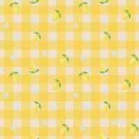 Lemon Gingham Seamless Pattern Yellow Checkered Citrus Summer Background vector