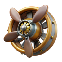 harmonious spectacular Hyper-specific, isolated cutout of a steampunk airship propeller with intricately designed blades and a central hub Professional render with Transparent Background precision png