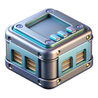 stunning avant-garde Professional render, ultra-detailed, isolated cutout of a futuristic, metallic, data storage device with multiple ports with Transparent Background gallery standard png