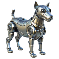 whimsical pristine Hyper-specific concept art style illustration of a single, highly detailed, art deco-inspired robot dog with chrome plating with Transparent Background crisp png