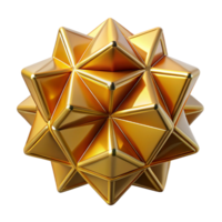 extraordinary bold artistic Ultra-detailed, isolated cutout of a single, abstract, geometric shape, resembling a stellated dodecahedron, gold with Transparent Background perfect clarity png