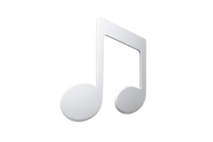 Clean 3D music note icon rendered with shadow on a light backdrop png