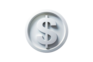 Minimalist white dollar symbol icon on a light background representing finance, economy, and currency concept png