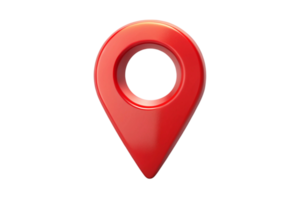 Modern red map pin marker icon on Transparent Background representing geographical locations and GPS navigation png