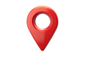 Modern red map pin marker icon on a Transparent Background representing geographical locations GPS navigation png