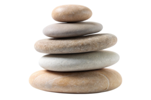 Stack of smooth round pebbles carefully arranged in balance, representing simplicity and calmness on a Transparent Background png