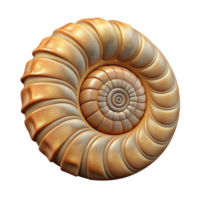 pristine unforgettable Isolated cutout of a concept art style hyper-specific fossilized ammonite, spiral shell, detailed texture, with Transparent Background png
