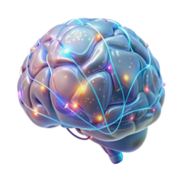 timeless futuristic Holographic projection of a human brain, neural pathways illuminated with Transparent Background original png