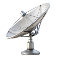 Close up of a parabolic antenna with sleek design and sturdy base, ideal for signal transmission and wireless applications png