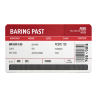 3D illustration of a generic airline boarding pass with blue and red highlights for travel documentation concept png