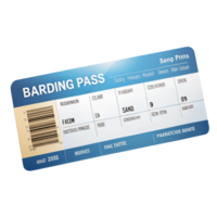 Realistic boarding pass mockup with flight details, codes, and a sleek layout isolated on a Transparent Background png