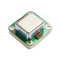 Advanced accelerometer module with green PCB and metallic shield for precise motion sensing applications png
