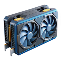 standout bohemian Ultra-detailed professional render of a single modern graphics card with multiple cooling fans, isolated cutout with Transparent Background sharp png