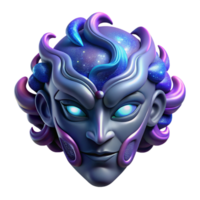 mesmerizing energetic futuristic Hyper-specific, professional render, isolated cutout of a single, stylized, cosmic deity mask with swirling nebula patterns with Transparent Background high resolution png