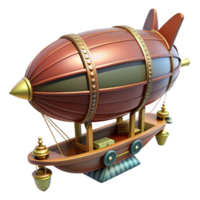 harmonious beautiful Concept art style, hyper-specific rendering of a steampunk zeppelin miniature with intricate details and a gondola Isolated cutout with Transparent Background luxury png