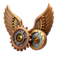 dreamy mesmerizing Steampunk wings made of gears, clockwork, and leather straps with Transparent Background artisan png