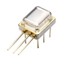 High resolution image of a quartz crystal oscillator showcasing its metallic housing and electronic functionality png