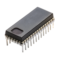 Detailed view of an EEPROM chip highlighting its compact design and application in advanced electronics systems png