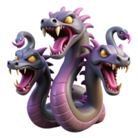 elegant surreal A mythical hydra, multiple heads, hissing tongues with Transparent Background elite png