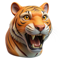 wonderful geometric Isolated cutout, photorealistic image of a roaring tiger, head and shoulders, with Transparent Background high resolution png