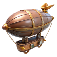 iconic retro Concept art style, hyper-specific rendering of a steampunk zeppelin miniature with intricate details and a gondola Isolated cutout with Transparent Background flawless png