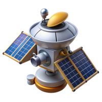 immaculate avant-garde Ultra-detailed, professional render, concept art style, isolated cutout of a single, robotic space probe with deployed solar panels with Transparent Background high resolution png