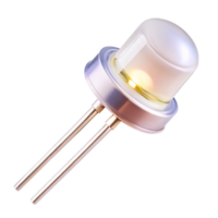 Close Up of Single LED Component with Glass Dome and Dual Pins on a Clean Transparent Background png