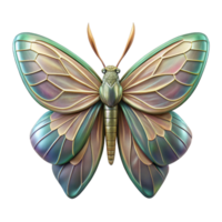 iconic avant-garde Concept art style, isolated cutout of a single, giant, iridescent moth with wings made of dried leaves with Transparent Background crisp png