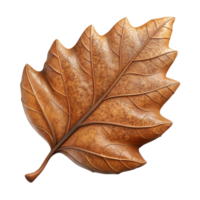 unparalleled surreal Photorealistic, hyper-specific, isolated cutout of a single, brown, dried leaf, showing intricate vein patterns and brittle texture with Transparent Background studio quality png