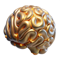 serene nostalgic minimalist Hyper-specific photorealistic biomechanical brain, neural network exposed, glowing synapses, platinum and gold, isolated cutout with Transparent Background high resolution png