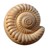 elegant baroque Isolated cutout of a concept art style hyper-specific fossilized ammonite, spiral shell, detailed texture, with Transparent Background top-tier png