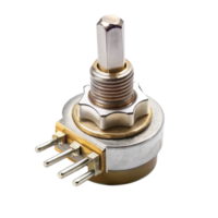 High quality potentiometer with metal casing and solderable pins for electronic engineering and DIY projects png