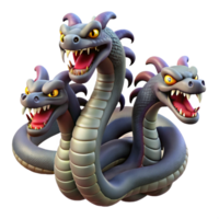 whimsical enchanting Hydra, multi-headed serpent, menacing pose with Transparent Background refined png