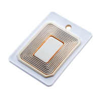 Compact RFID tag in sleek white design, showcasing advanced technology for smart tracking and inventory management png
