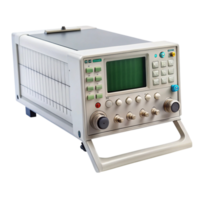 Compact electronic signal generator with knobs and display for precise signal frequency adjustments, isolated on white png
