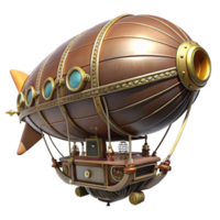 coveted geometric Steampunk airship in miniature form with intricate details with Transparent Background high quality png