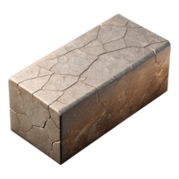 tranquil exquisite Ultra-detailed, photorealistic, isolated cutout of a single, cracked, concrete brick Hyper-specific texture and color with Transparent Background 4K png