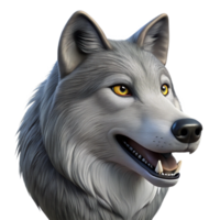 magnificent peaceful minimalist Isolated cutout, photorealistic image of a howling gray wolf, head and shoulders, with Transparent Background high resolution png