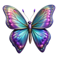 sumptuous distinctive Photorealistic, isolated cutout of a hyper-specific, single, iridescent cosmic butterfly, wings adorned with celestial patterns with Transparent Background png