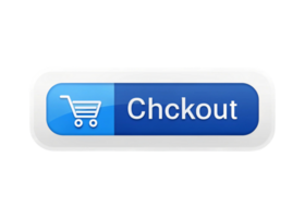 Modern online payment checkout button with bold text and shopping cart, perfect for digital and retail applications png