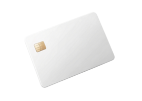 Modern white payment card with embedded golden chip for secure transactions, isolated on a clean Transparent Background png