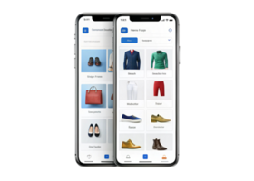 User friendly shopping app design with virtual catalog and product display on clean Transparent Background png