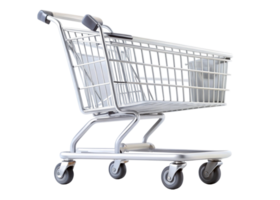 Isolated shopping cart on a Transparent Background showcasing a sleek and modern design for retail and ecommerce concepts png